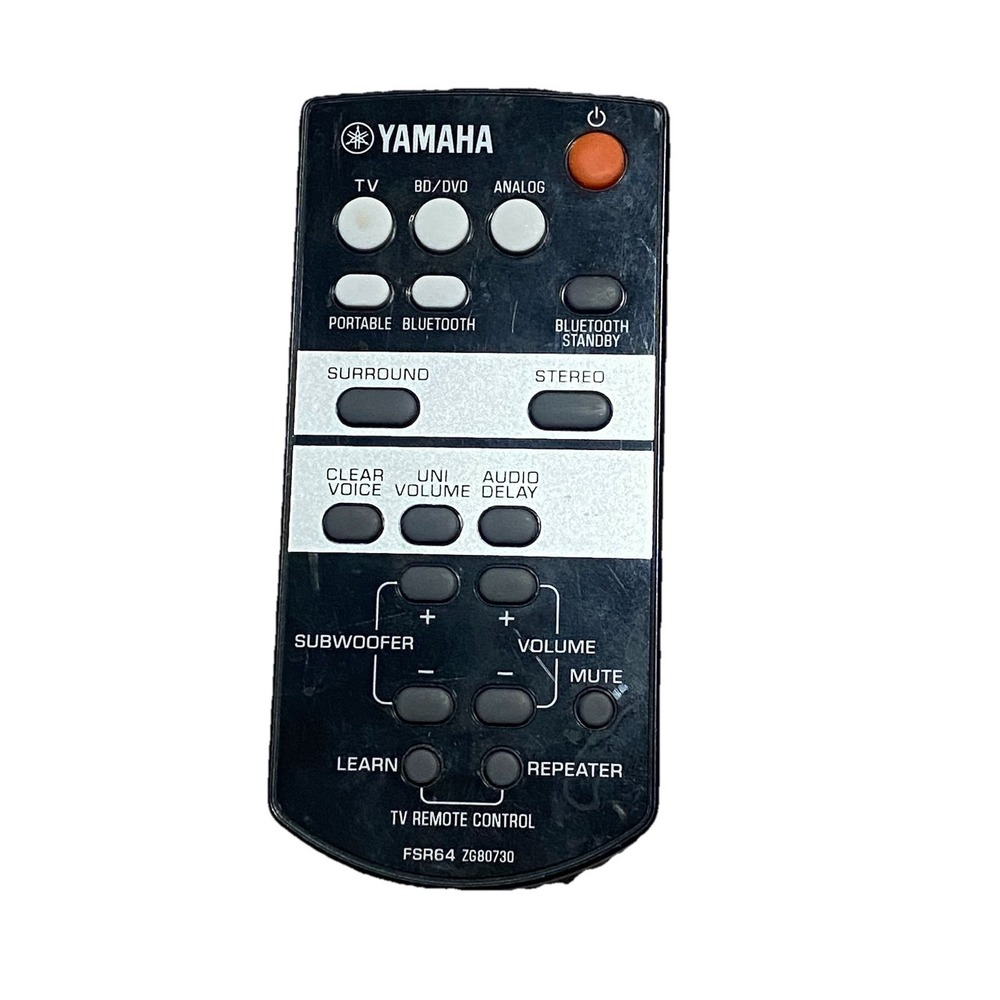 Yamaha FSR64 Sound Bar Remote Control ZG80730 Black Wireless Bluetooth‎ Tested
